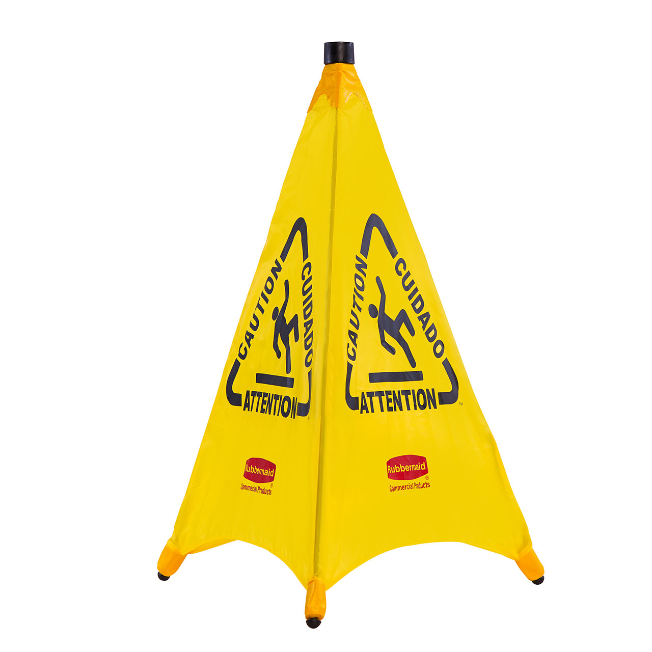 可折叠告示牌从壁挂式存储筒取出时可自动展开。