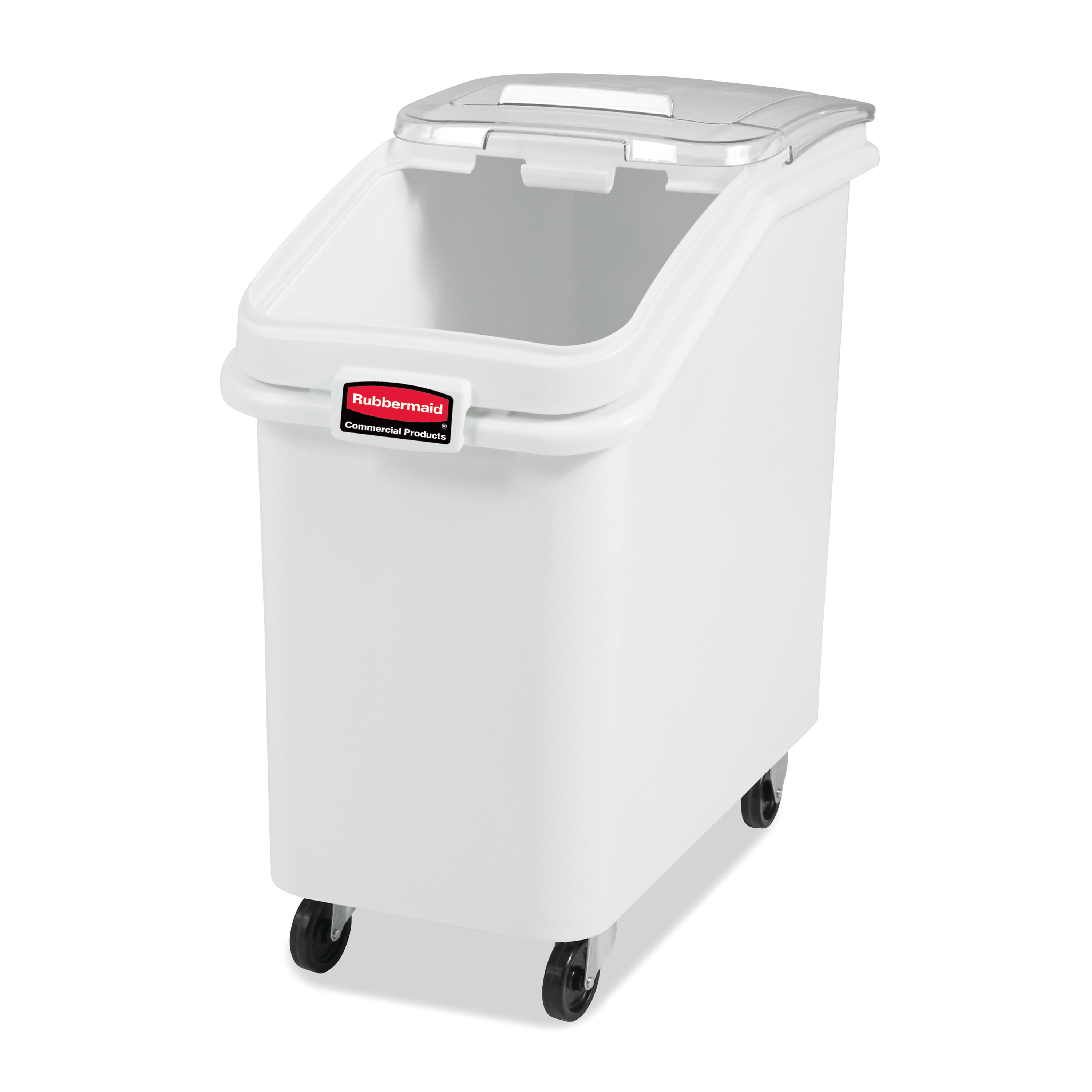 乐柏美商务用品ProSave™食品原料储存桶，是一款带滚轮的大容量食品存储容器。采用斜面式设计、滑动式开口及0.94L量勺配置，使食材的取用与运输更加便捷高效。